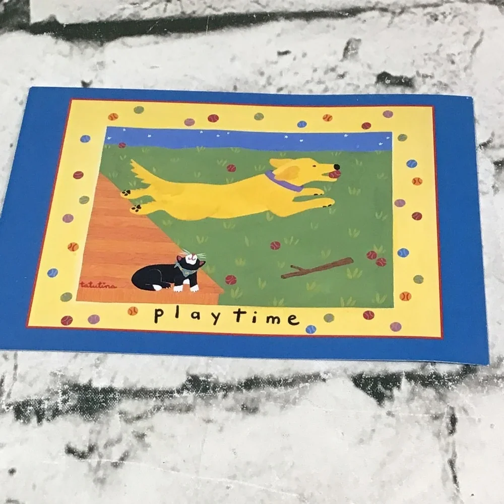 Greeting Note Cards Lot Of 5 All Different Play Time Animals Envelopes‎ Blank